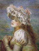 Pierre Renoir Young Girl in a Lace Hat oil painting artist